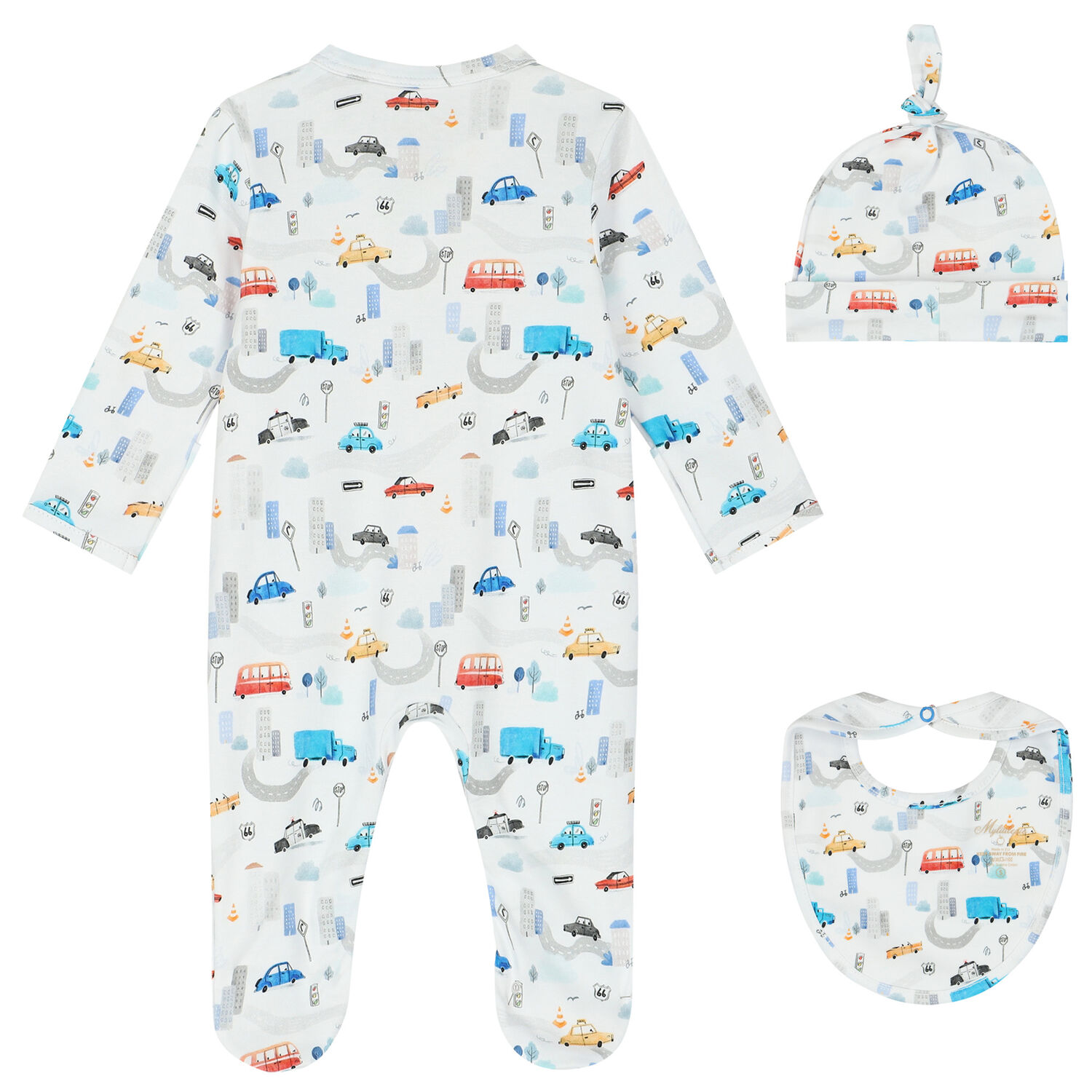 Baby Boys White City Babygrow Set, 1, hi-res